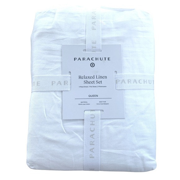 NWT Parachute Relaxed Linen Sheet Set Queen Size 55/45 Linen Cotton Blend White - Picture 1 of 7